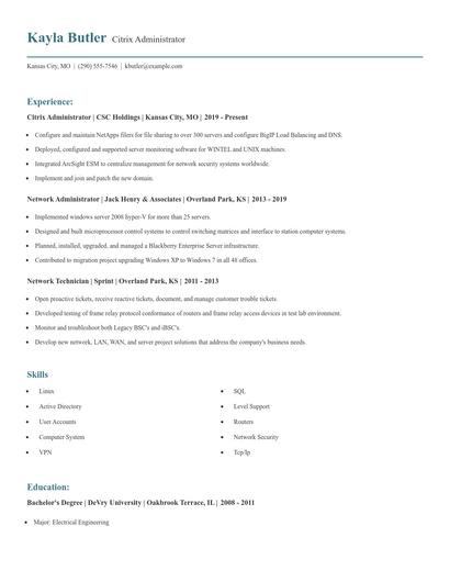 Citrix Administrator Resume