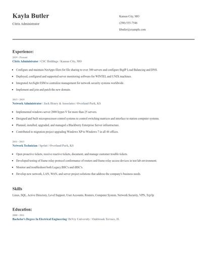 Citrix Administrator Resume
