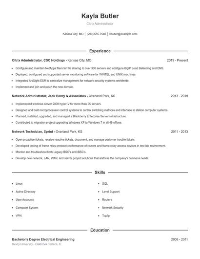 Citrix Administrator Resume