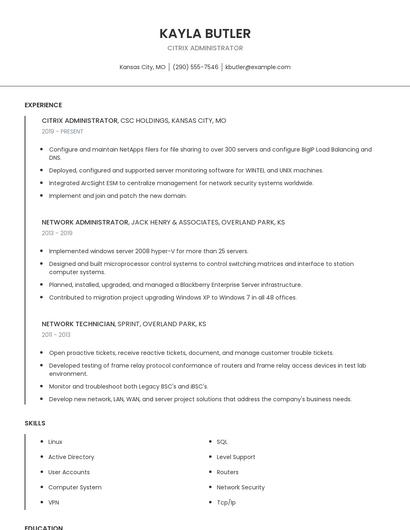 Citrix Administrator Resume