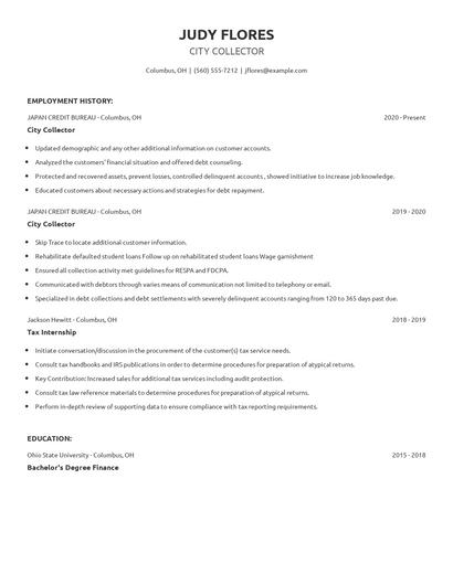 City Collector Resume