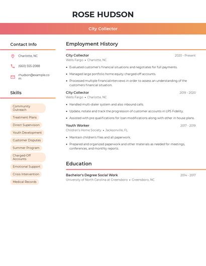 City Collector Resume