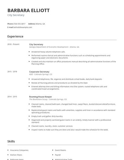 City Secretary Resume