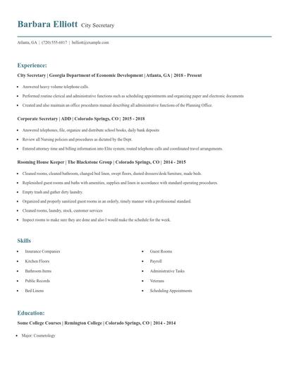 City Secretary Resume