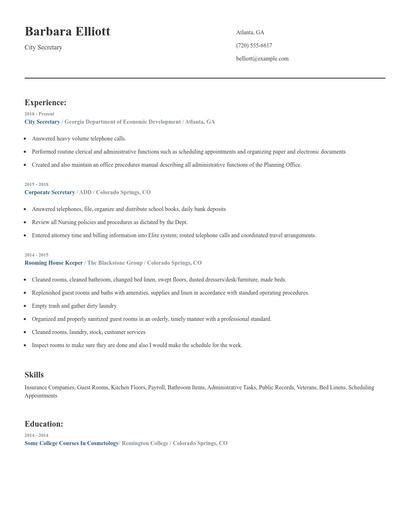 City Secretary Resume