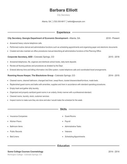 City Secretary Resume