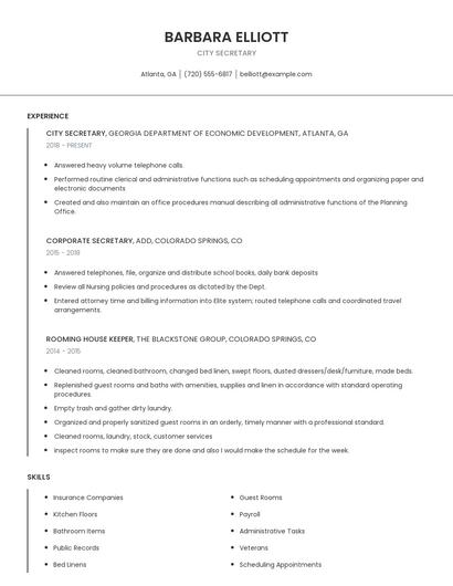 City Secretary Resume