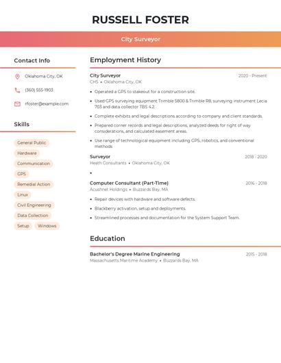 City Surveyor Resume