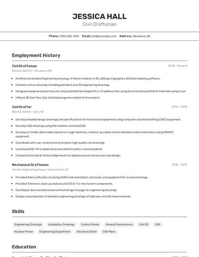 Civil Draftsman Resume