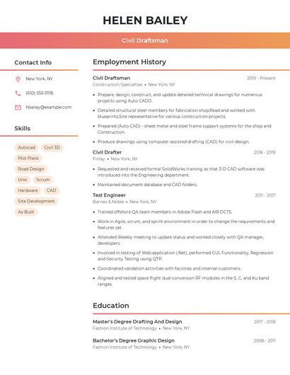 Civil Draftsman Resume