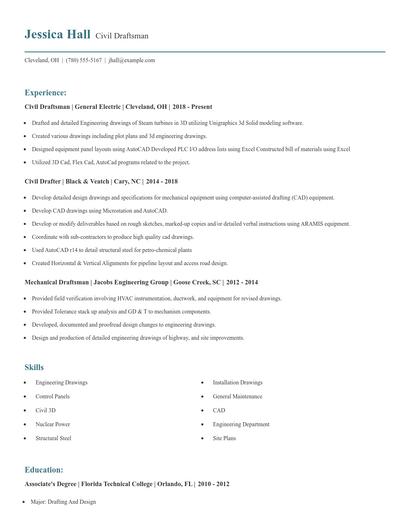 Civil Draftsman Resume