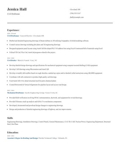 Civil Draftsman Resume