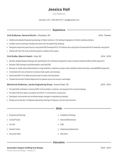 Civil Draftsman Resume