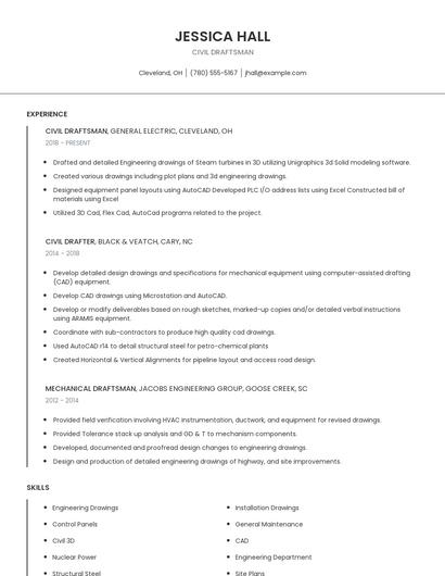 Civil Draftsman Resume