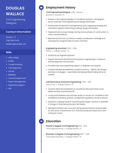 Civil Engineering Designer Resume