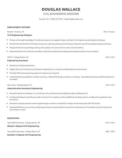 Civil Engineering Designer Resume