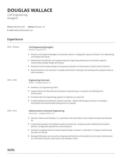 Civil Engineering Designer Resume