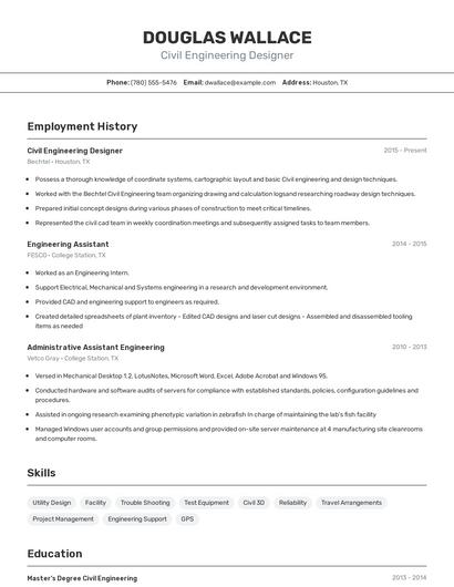 Civil Engineering Designer Resume