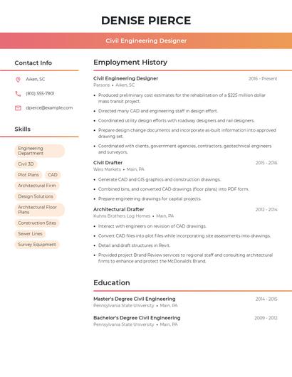 Civil Engineering Designer Resume