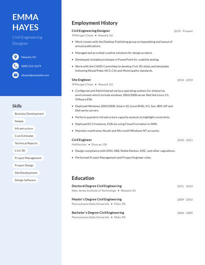 Civil Engineering Designer Resume