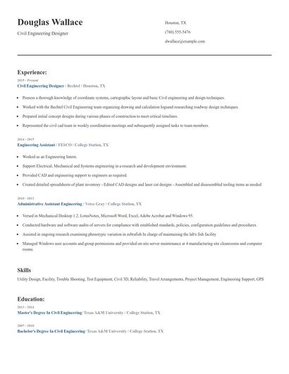 Civil Engineering Designer Resume