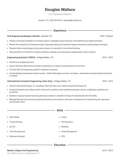 Civil Engineering Designer Resume