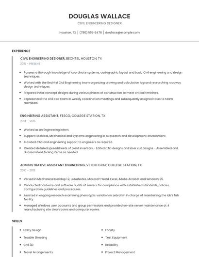 Civil Engineering Designer Resume