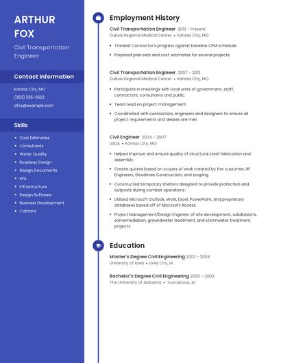 Civil Transportation Engineer Resume