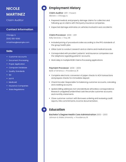 Claim Auditor Resume