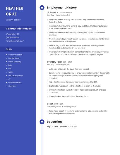 Claim Taker Resume