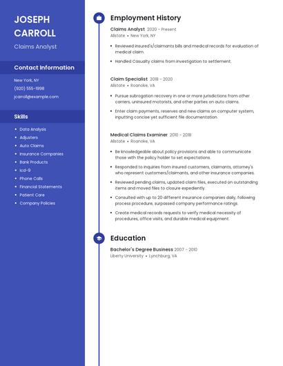 Claims Analyst Resume