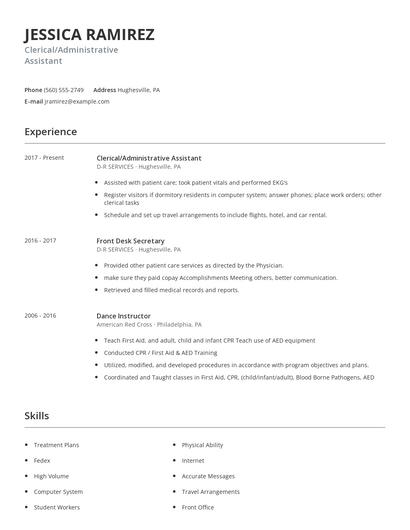 Clerical/Administrative Assistant Resume