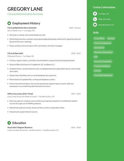 Clerical/Administrative Assistant Resume