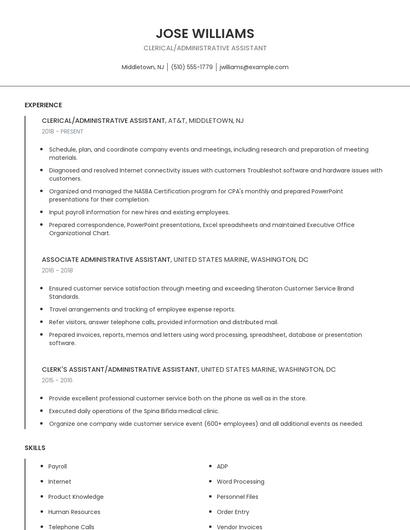 Clerical/Administrative Assistant Resume