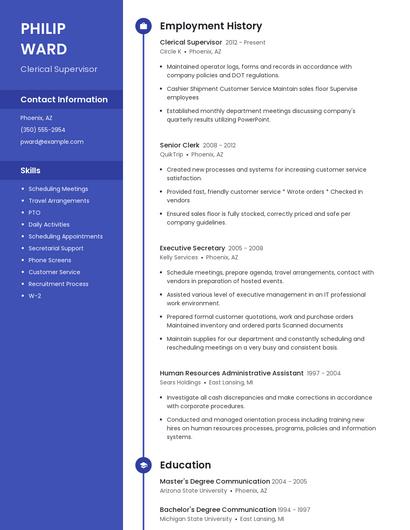 Clerical Supervisor Resume