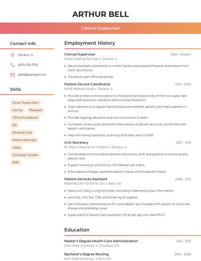 Clerical Supervisor Resume