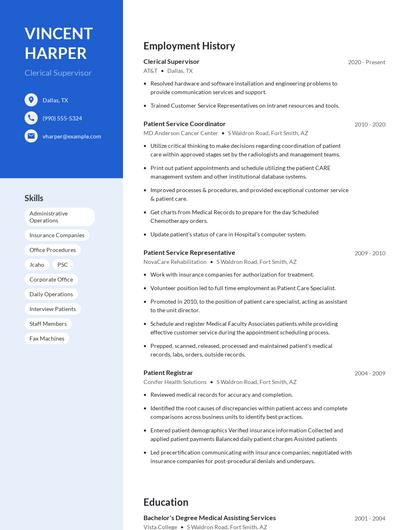 Clerical Supervisor Resume