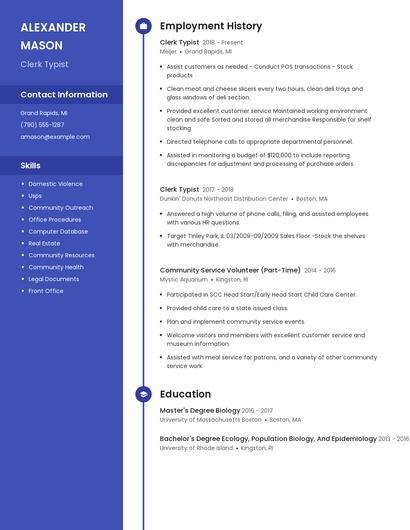 Clerk Typist Resume