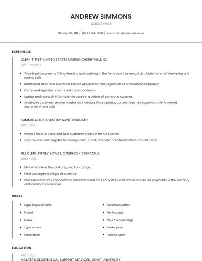 Clerk Typist Resume