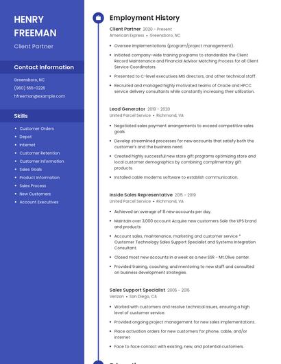 Client Partner Resume