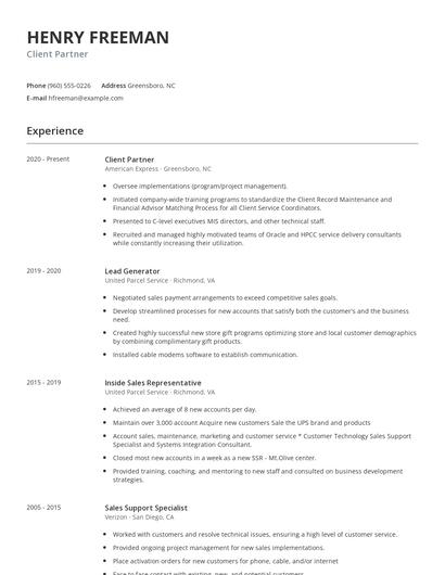 Client Partner Resume