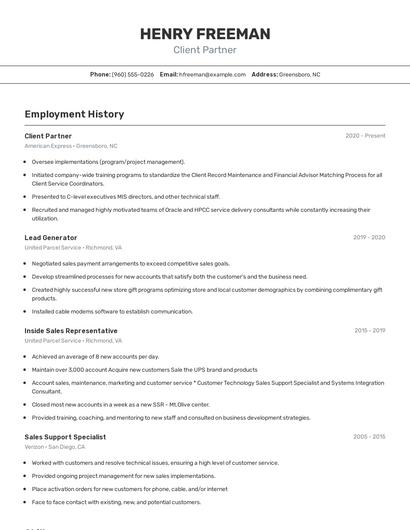Client Partner Resume