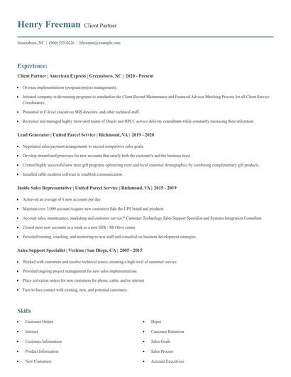 Client Partner Resume