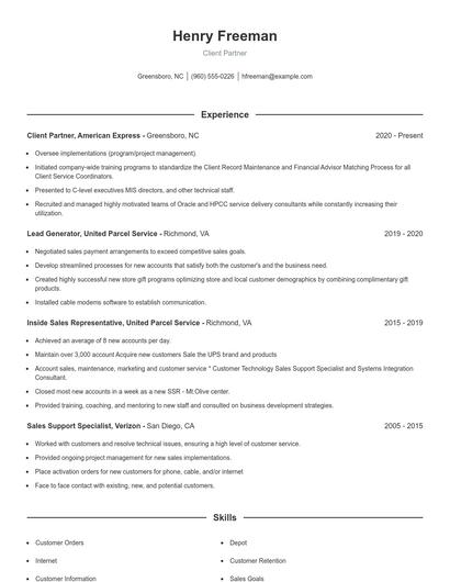 Client Partner Resume