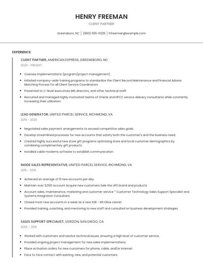 Client Partner Resume