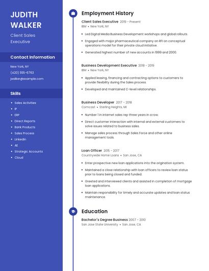 Client Sales Executive Resume