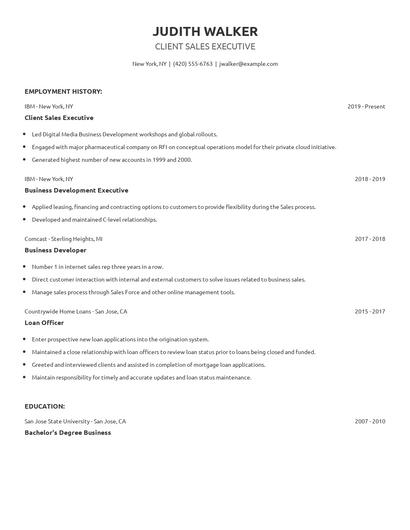 Client Sales Executive Resume