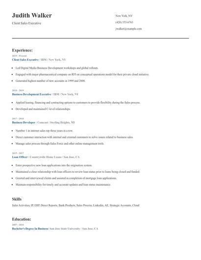 Client Sales Executive Resume