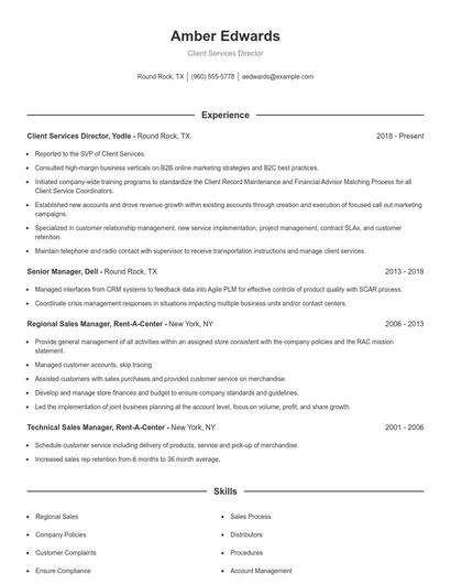 Client Services Director Resume