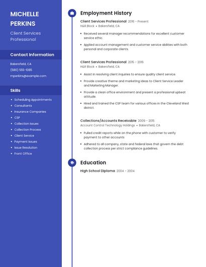 Client Services Professional Resume